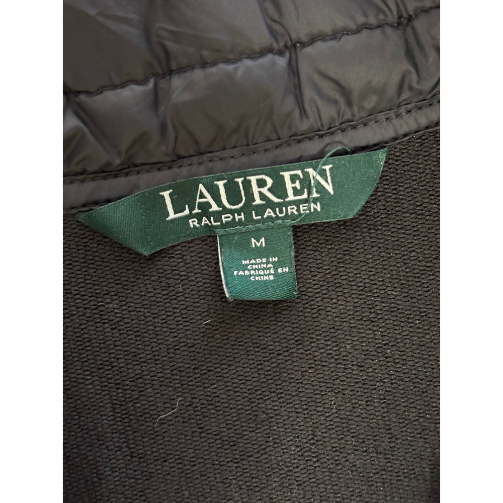 Lauren Ralph Lauren Womens Quilted Puffer Vest M Preppy Logo Full Zip Black - Picture 4 of 8